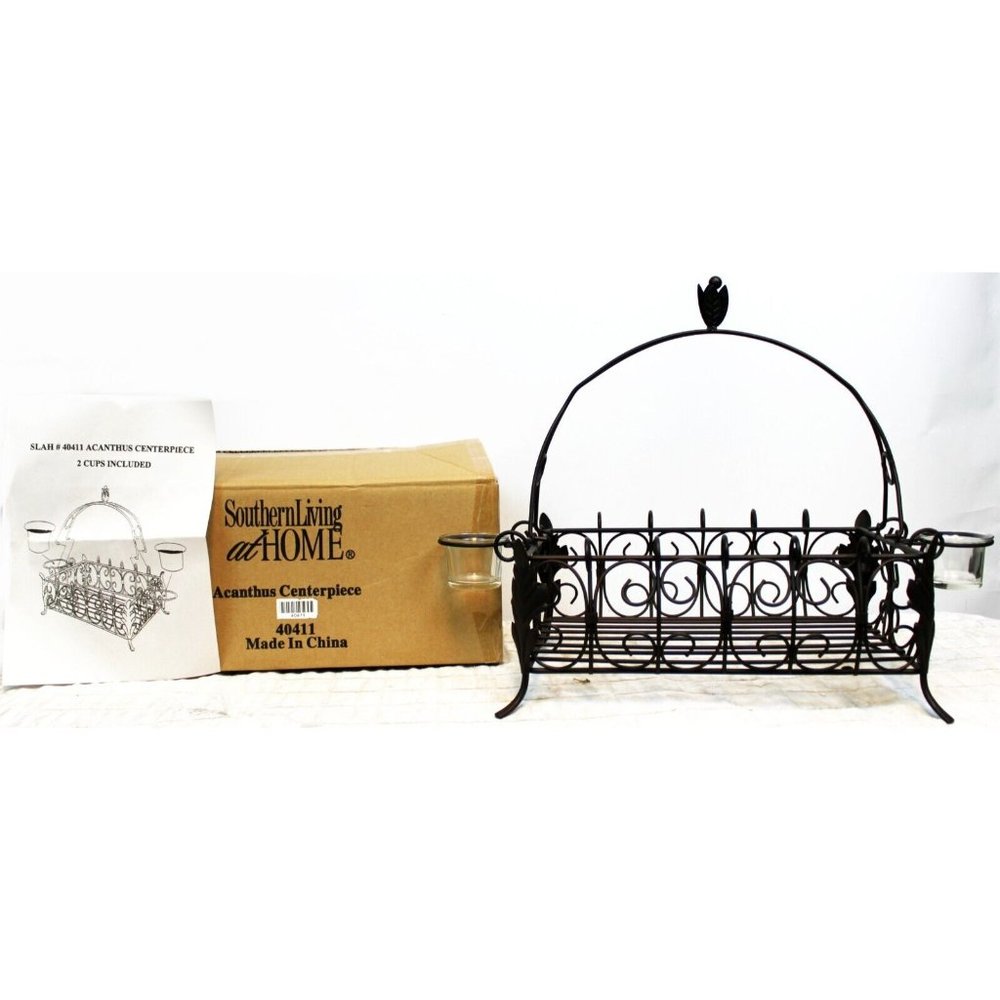 Southern Living at Home Acanthus Centerpiece Metal Basket Candle Holder Votive